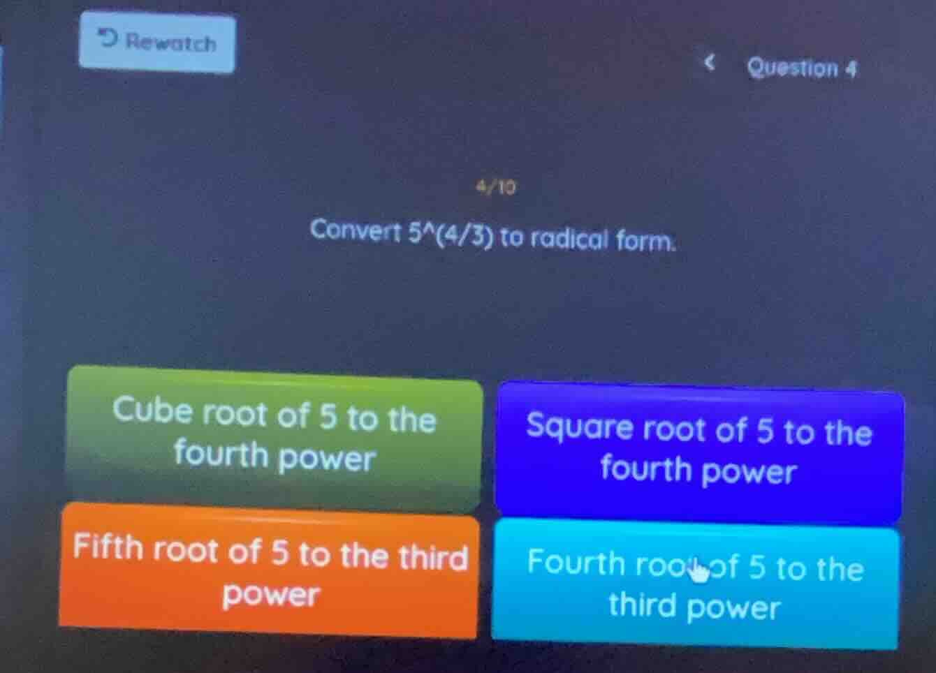 convert 5^(4/3) to radical form. cube root of 5 to the fourth power; sq…