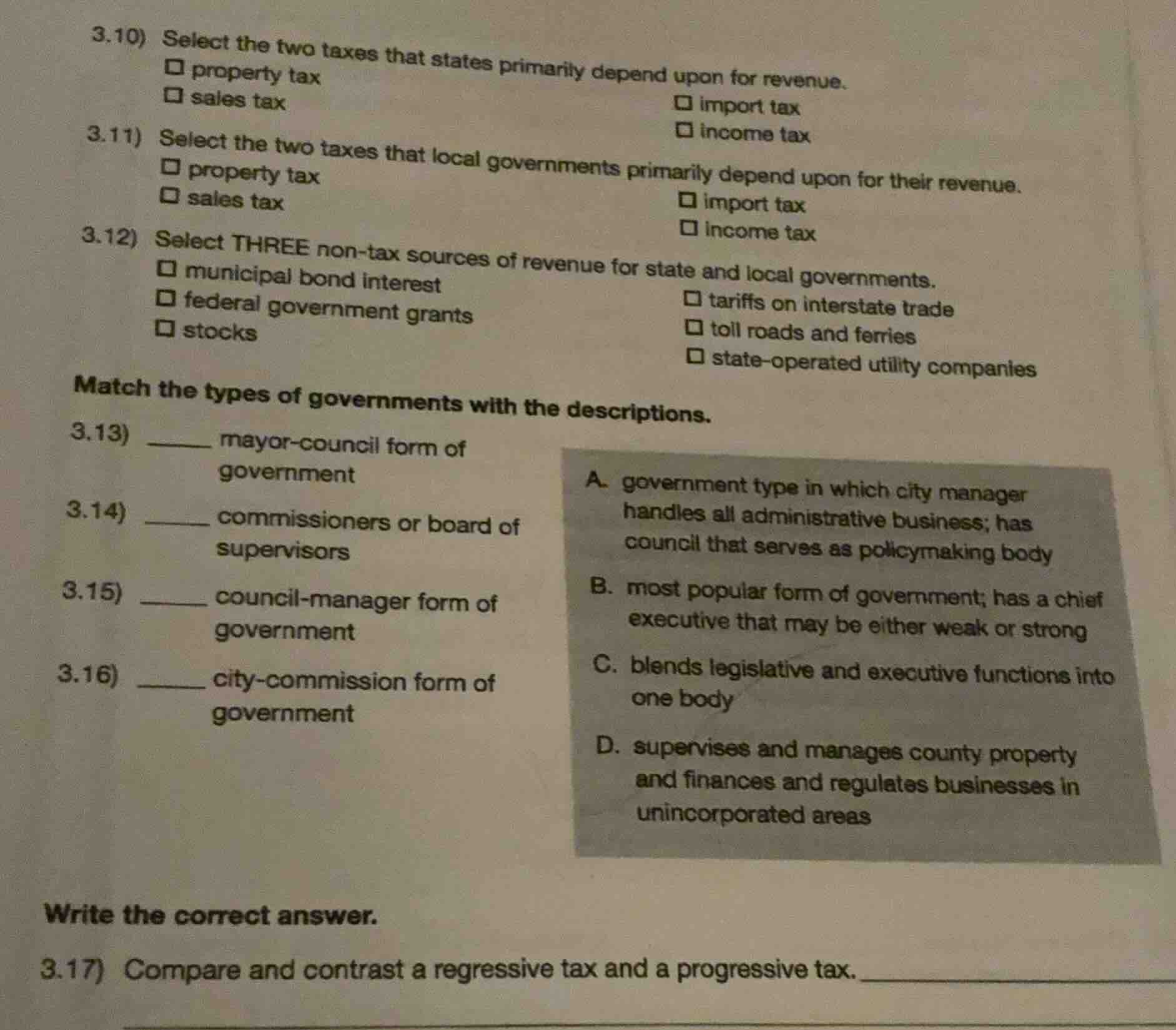 3.10) select the two taxes that states primarily depend upon for revenu…
