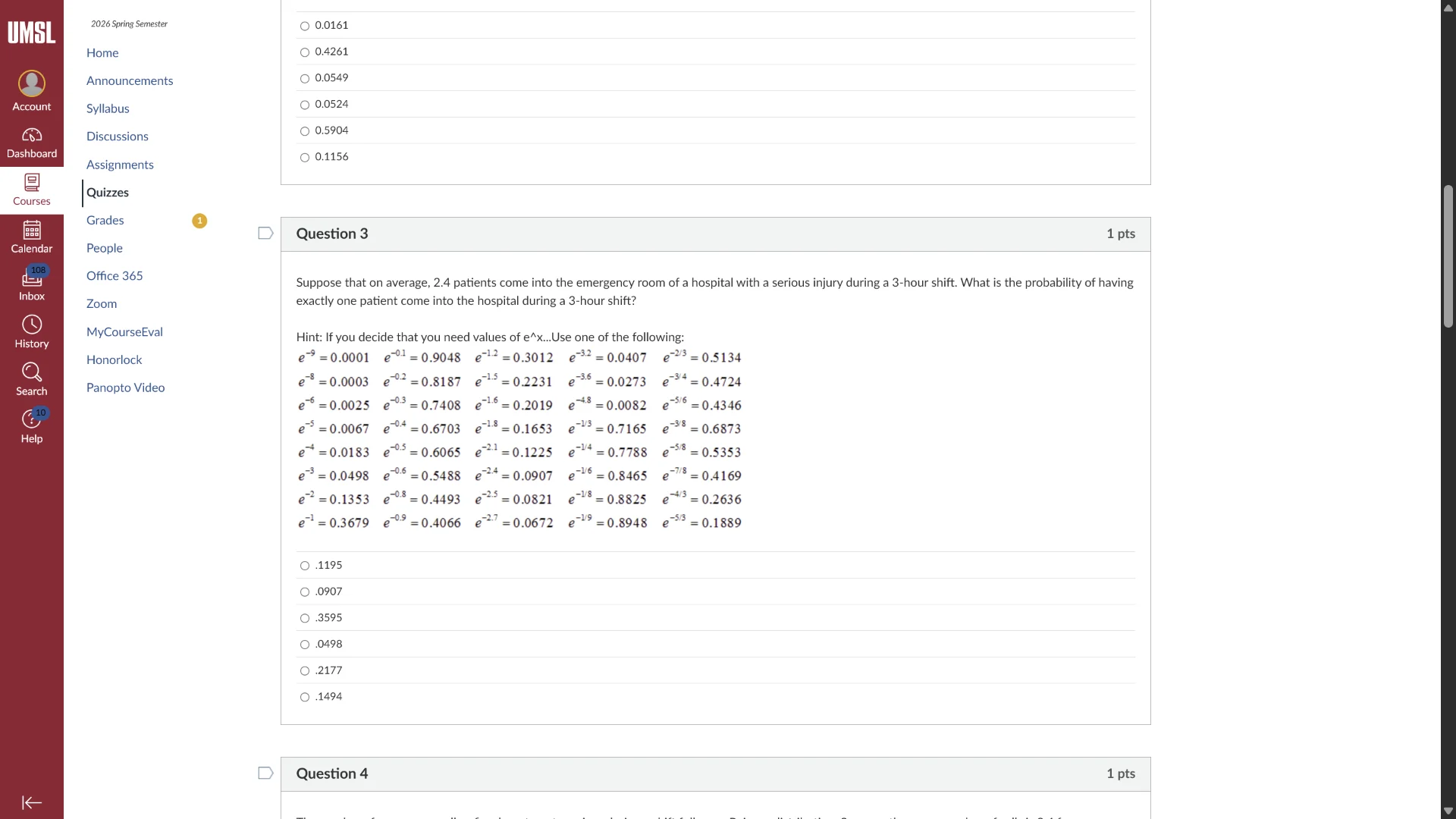 question 3 1 pts suppose that on average, 2.4 patients come into the em…