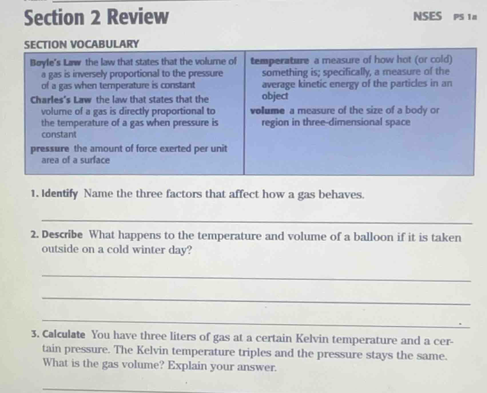 section 2 review nses ps 1a section vocabulary boyle’s law the law that…