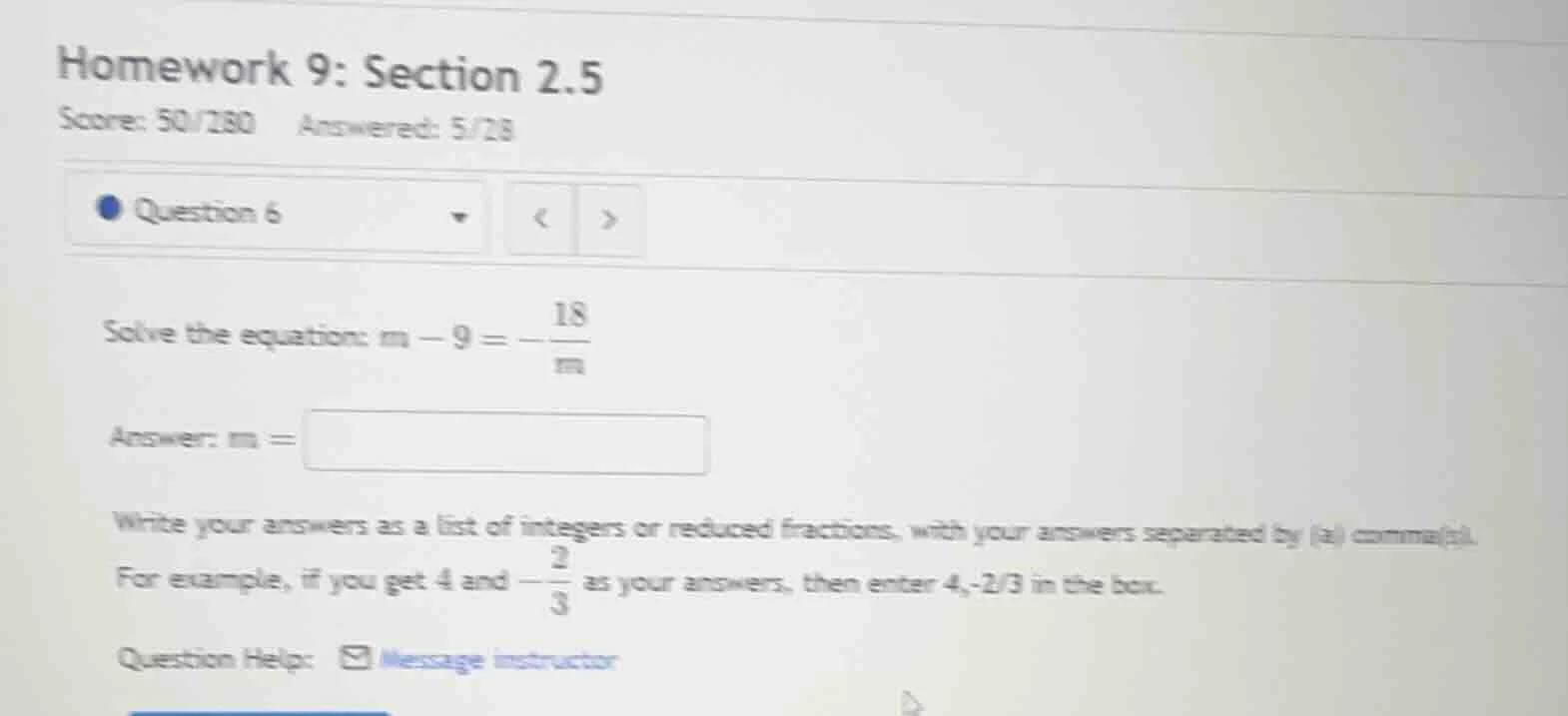 homework 9: section 2.5 score: 50/180 answered: 5/28 question 6 solve t…