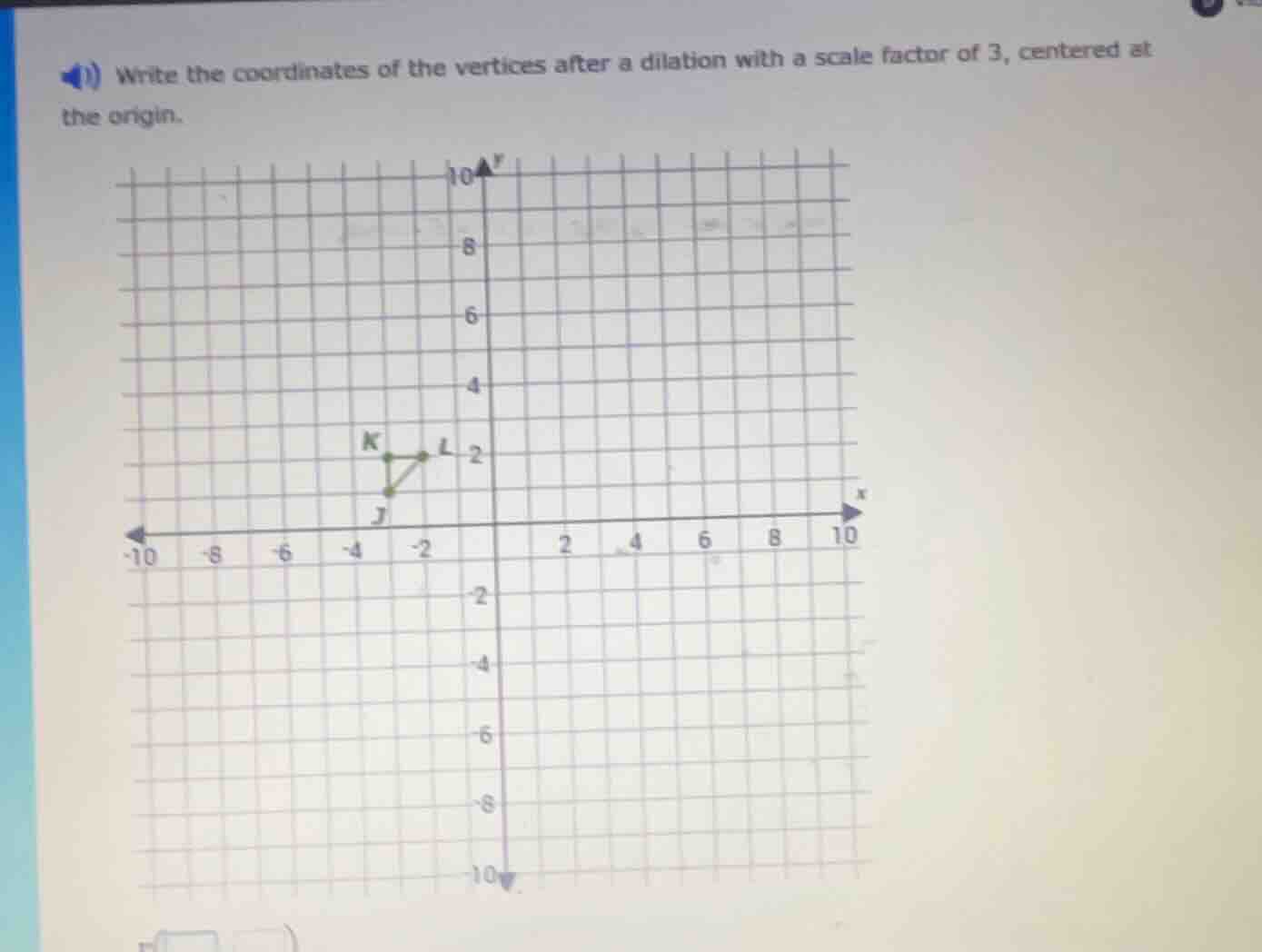 write the coordinates of the vertices after a dilation with a scale fac…