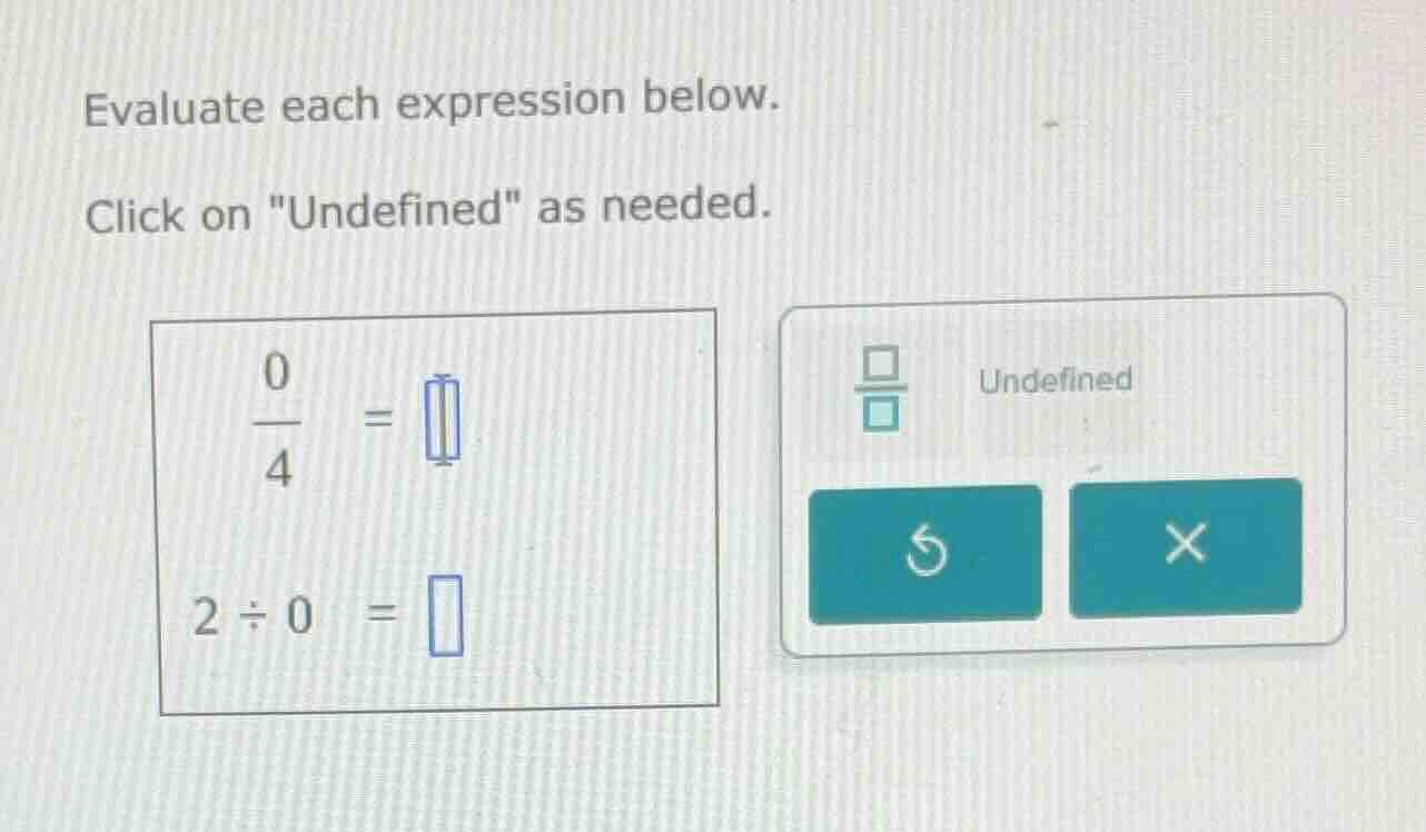 evaluate each expression below. click on \undefined\ as needed. \\(\\fr…