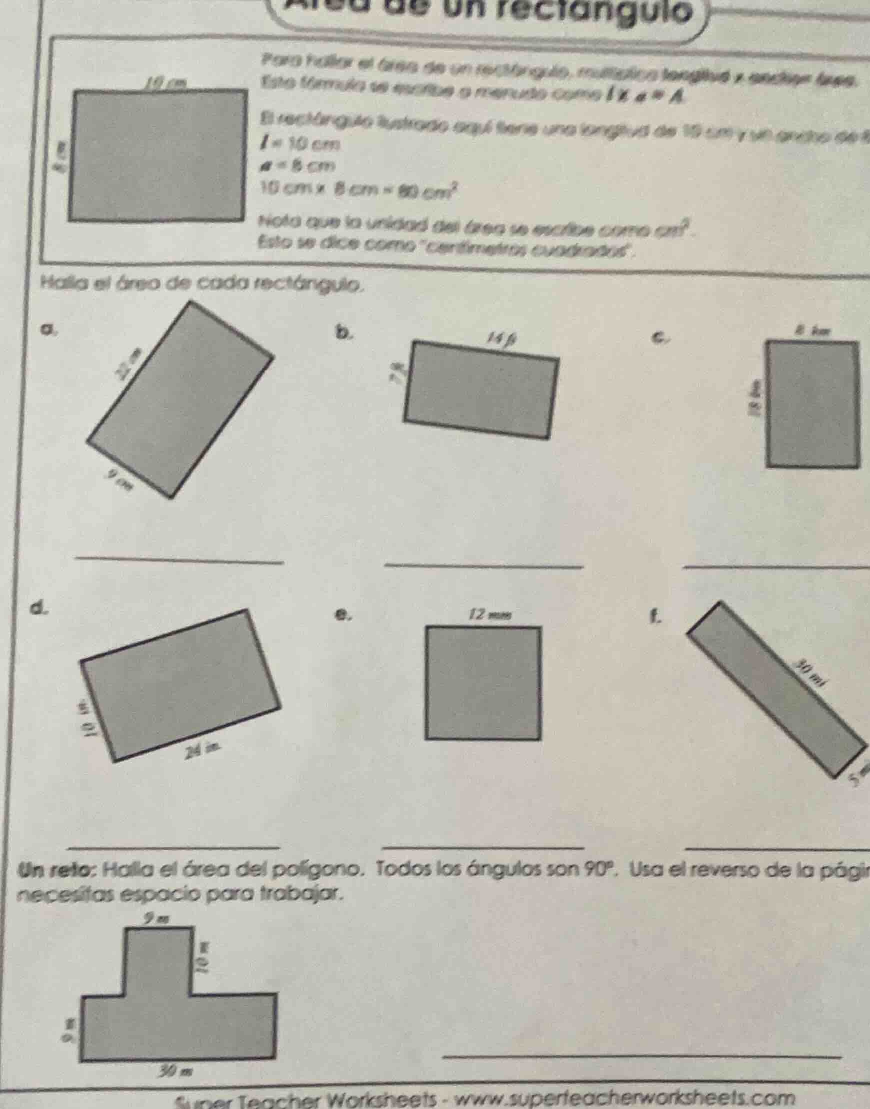 área de un rectángulo para hallar el área de un rectángulo, multiplica …