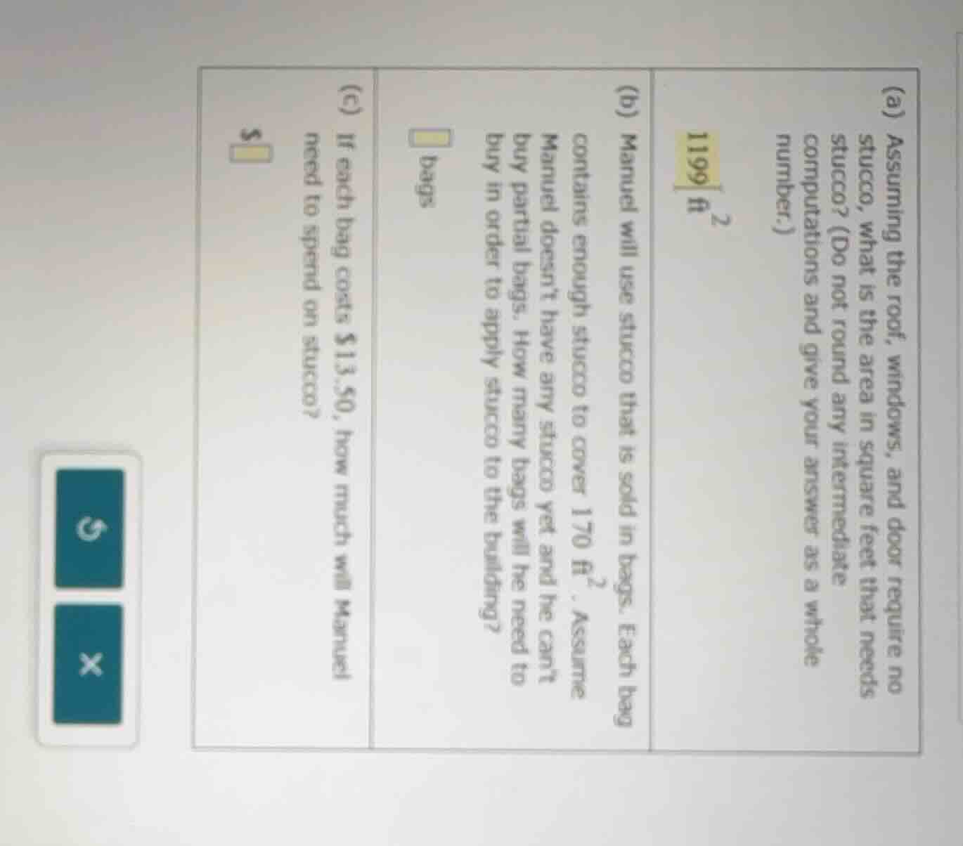 (a) assuming the roof, windows, and door require no stucco, what is the…