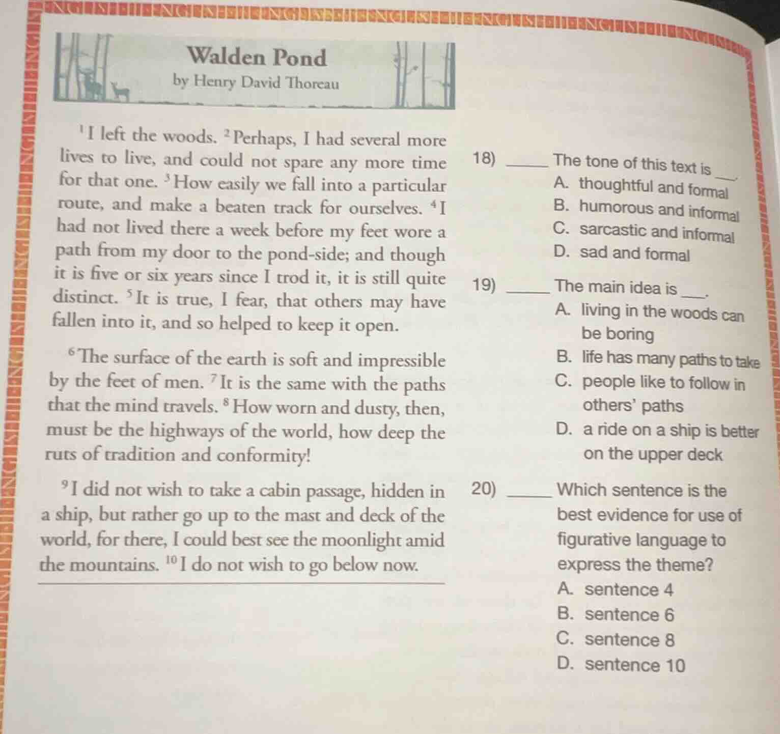 walden pond by henry david thoreau ^1 i left the woods. ^2 perhaps, i h…