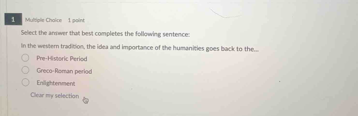 1 multiple choice 1 point select the answer that best completes the fol…