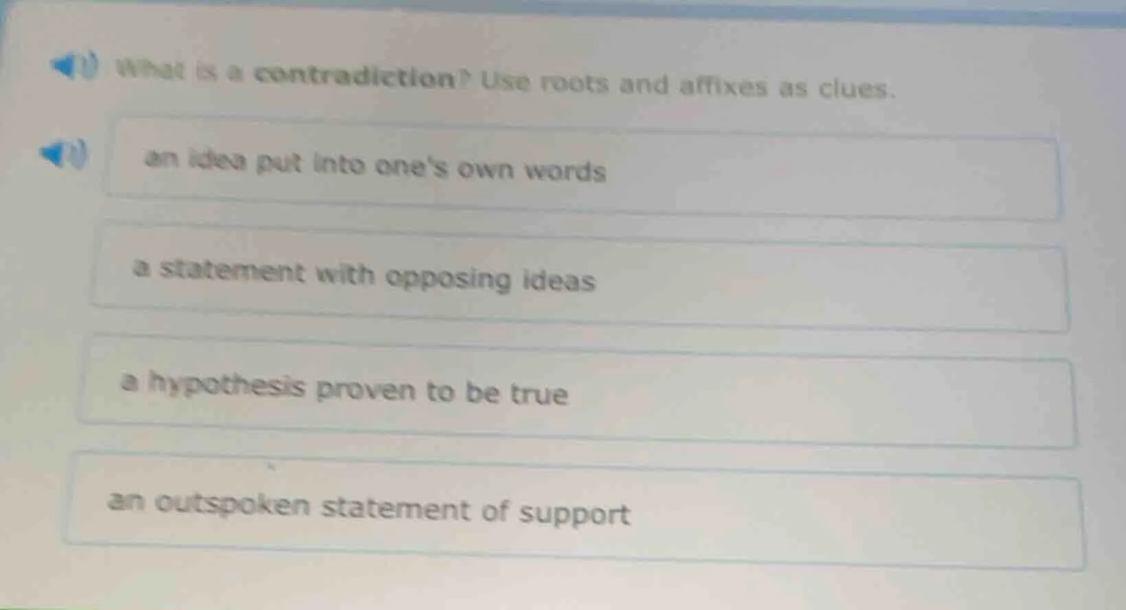 what is a contradiction? use roots and affixes as clues. an idea put in…