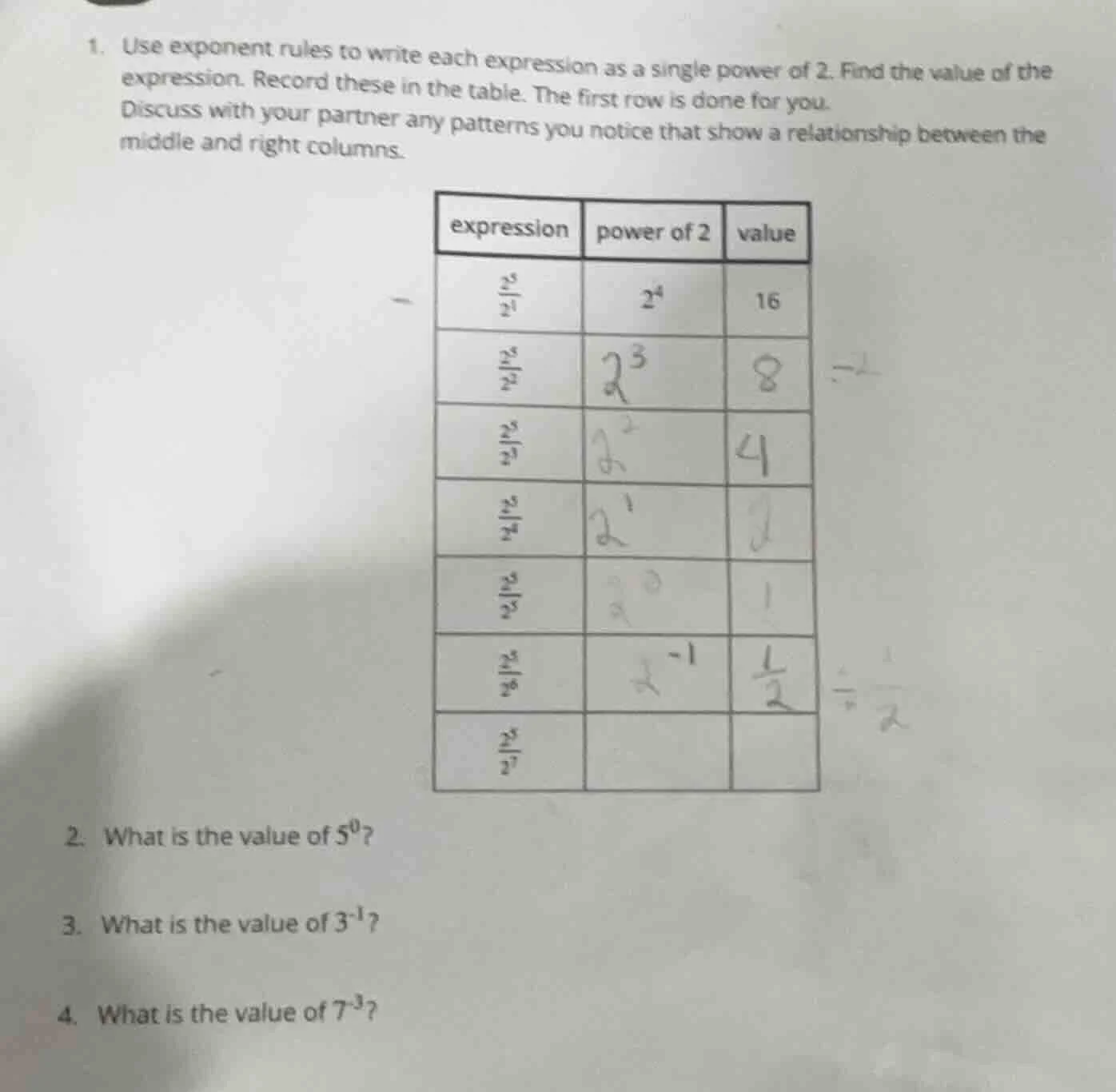 1. use exponent rules to write each expression as a single power of 2. …