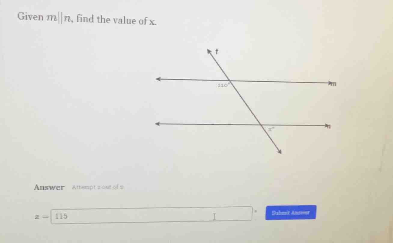 given ( m parallel n ), find the value of ( x ).