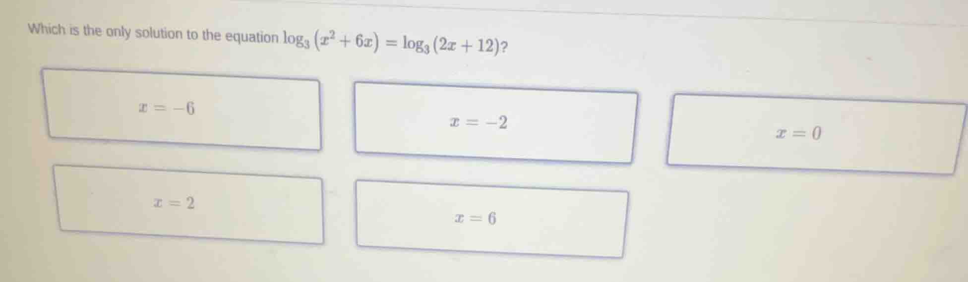 which is the only solution to the equation \\(\\log_{3}(x^{2}+6x)=\\log…
