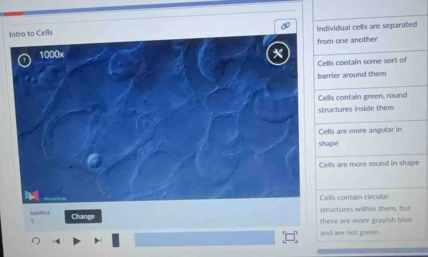 intro to cells sample 5 change individual cells are separated from one …
