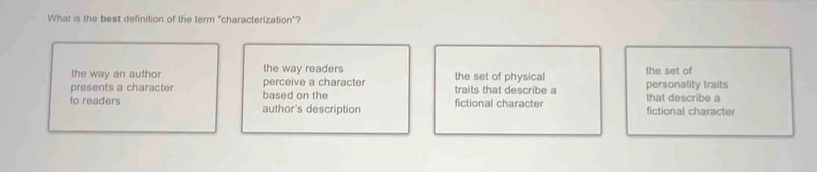 what is the best definition of the term \characterization\? the way an …
