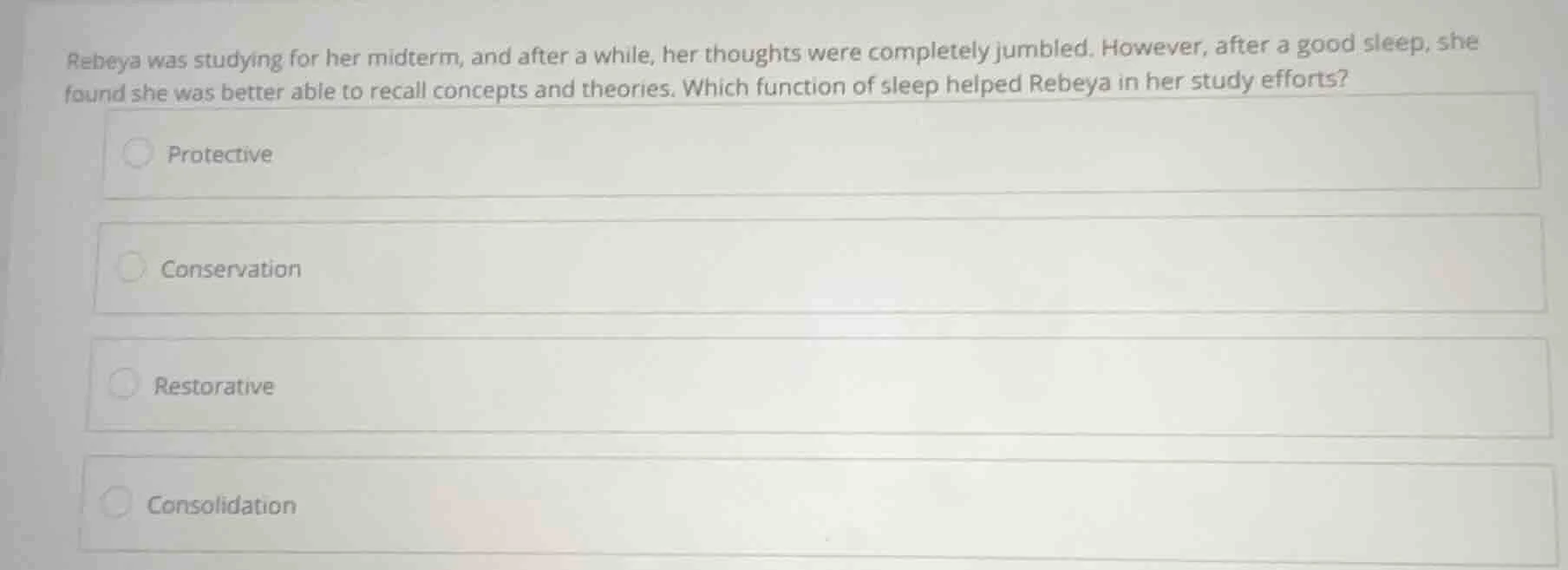 rebeya was studying for her midterm, and after a while, her thoughts we…