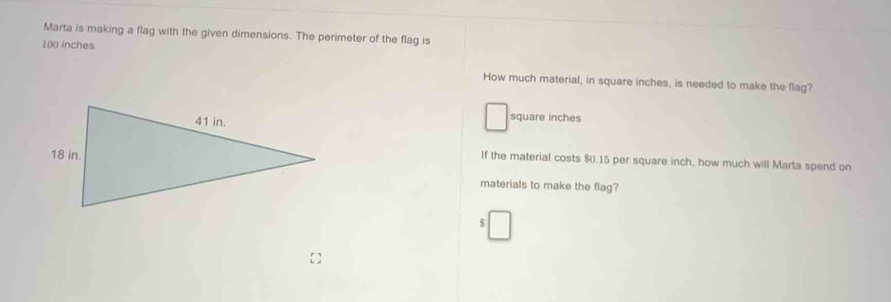 marta is making a flag with the given dimensions. the perimeter of the …