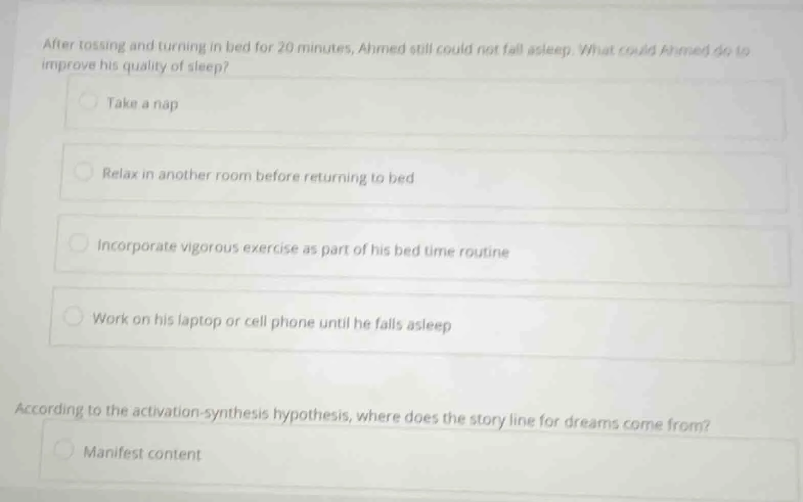 after tossing and turning in bed for 20 minutes, ahmed still could not …