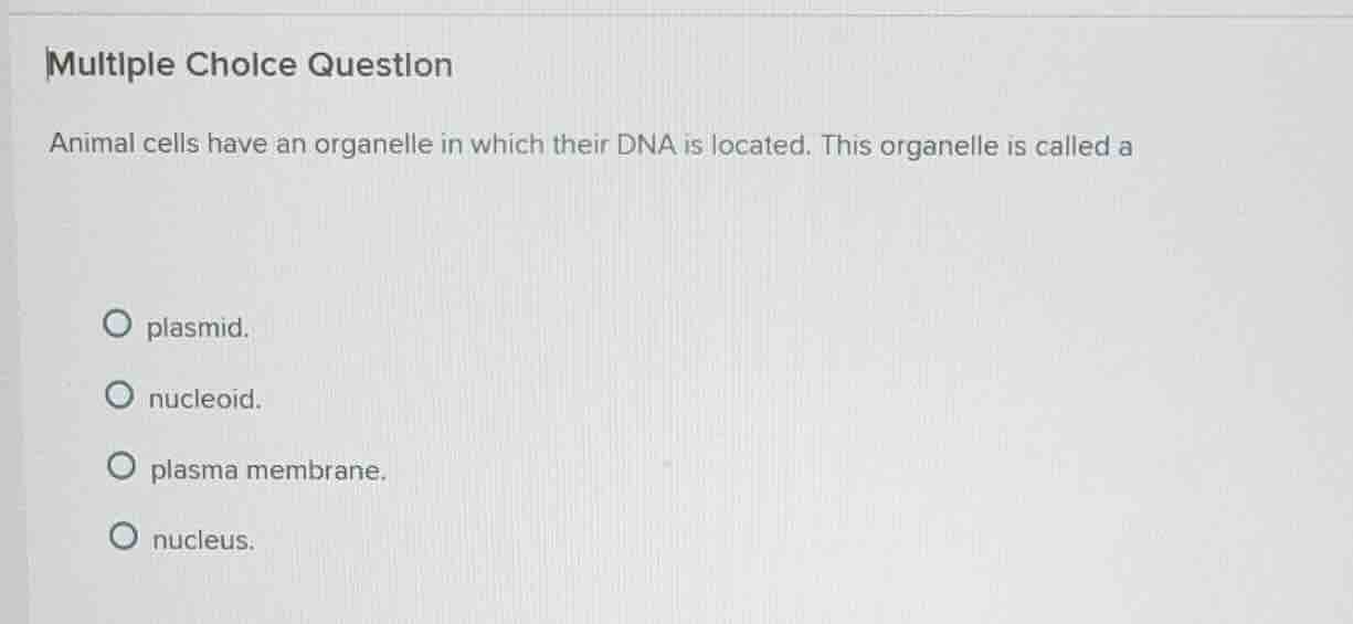 multiple choice question animal cells have an organelle in which their …
