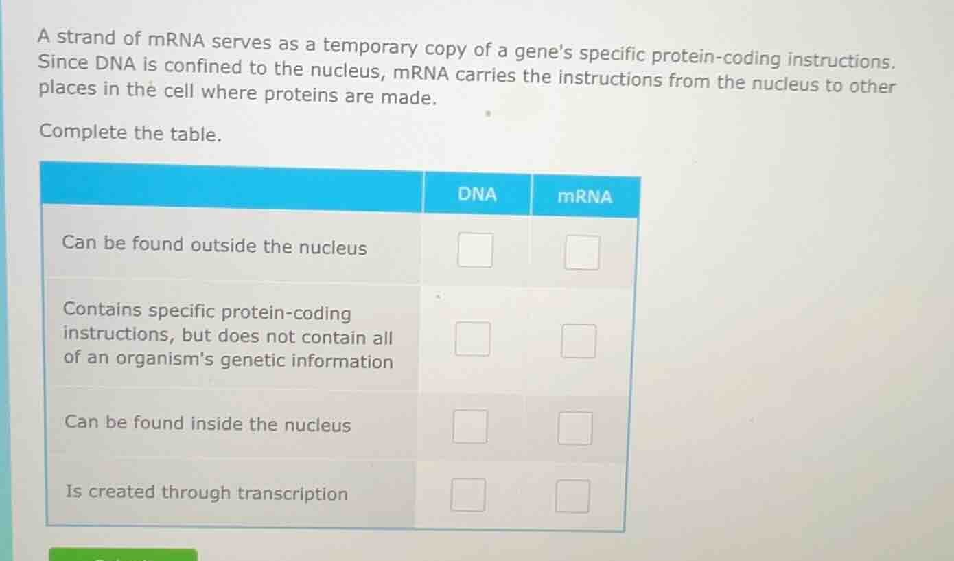 a strand of mrna serves as a temporary copy of a genes specific protein…