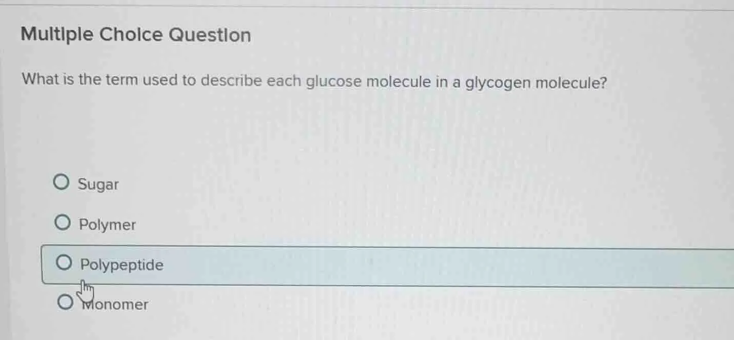 multiple choice question what is the term used to describe each glucose…
