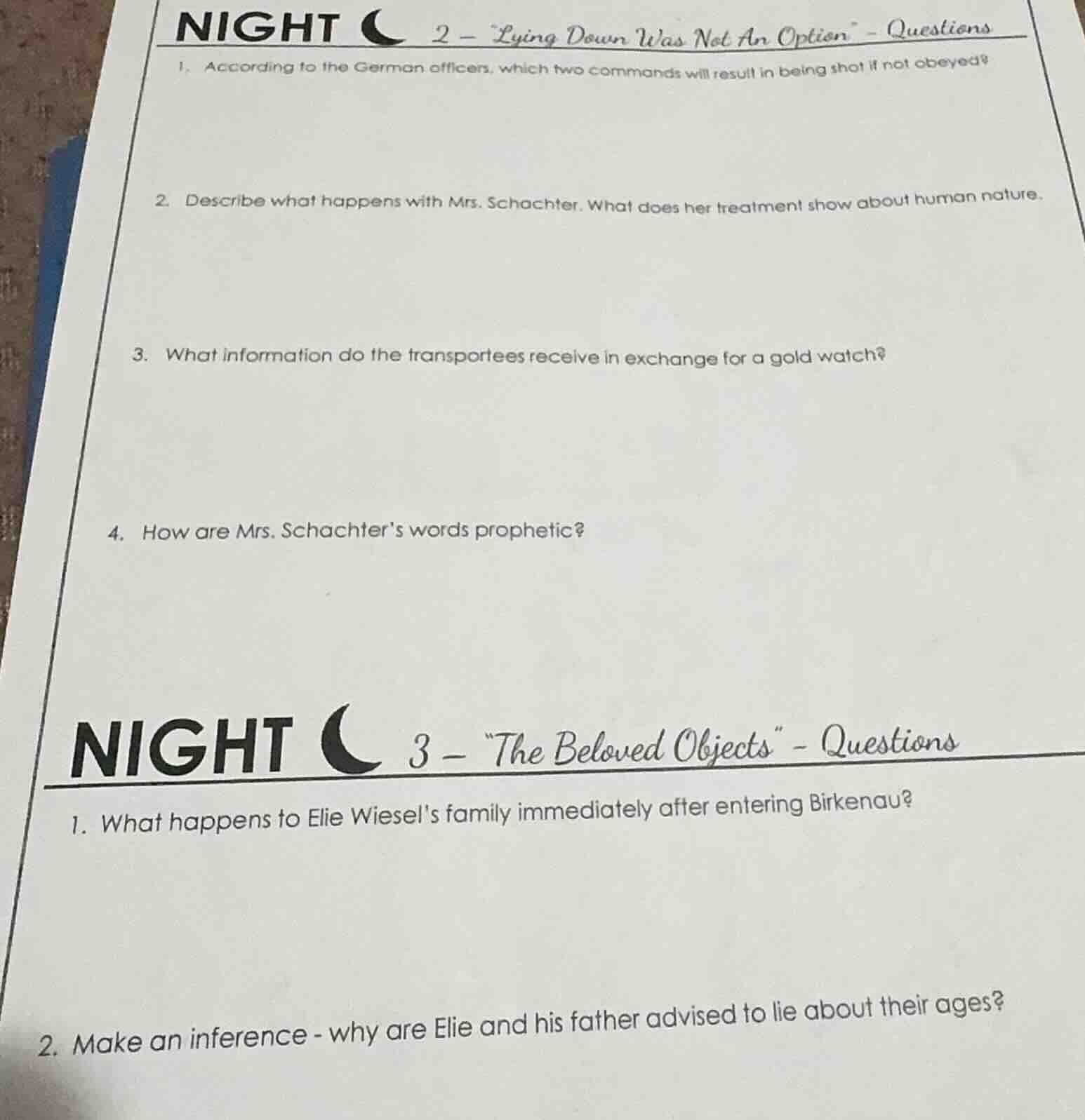 night 2 - \lying down was not an option\ - questions 1. according to th…