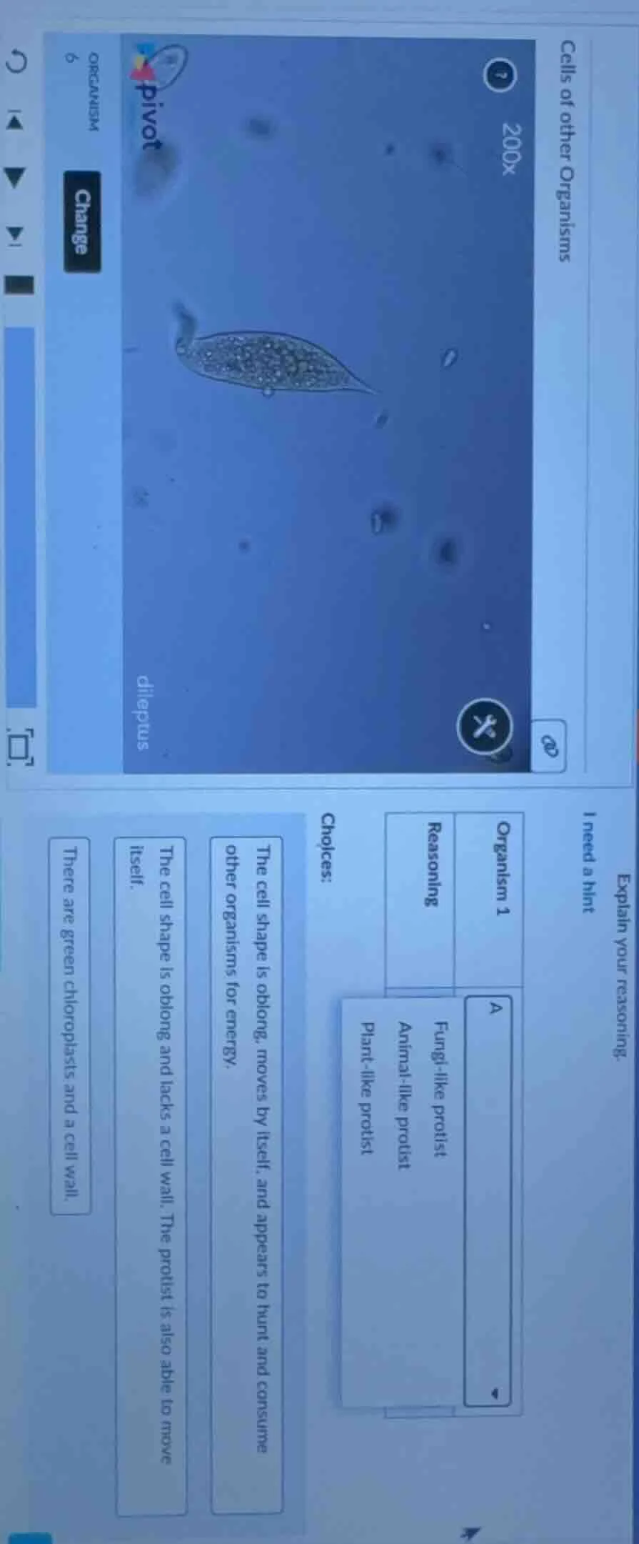 cells of other organisms explain your reasoning. i need a hint organism…