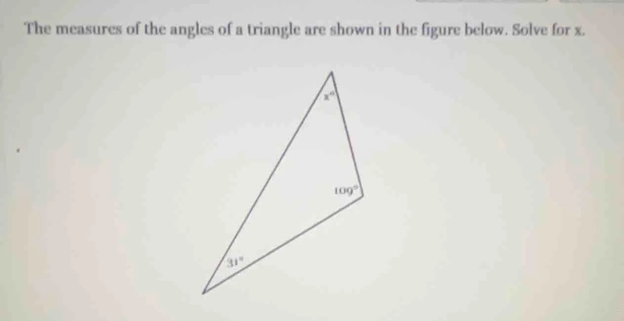 the measures of the angles of a triangle are shown in the figure below.…