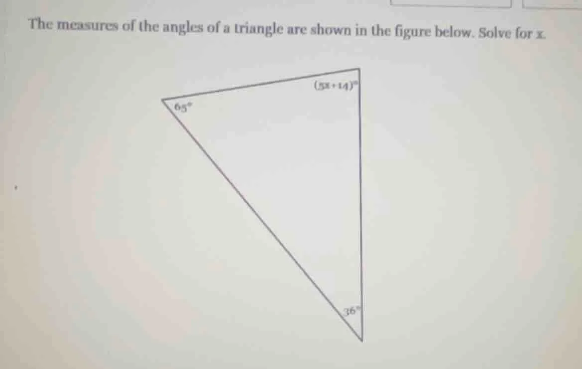 the measures of the angles of a triangle are shown in the figure below.…