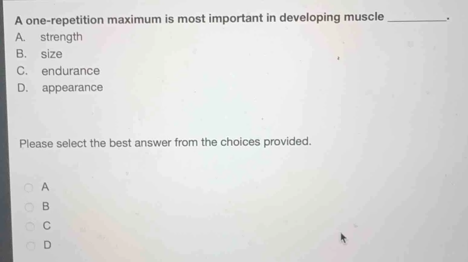 a one - repetition maximum is most important in developing muscle _____…