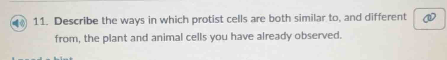 11. describe the ways in which protist cells are both similar to, and d…