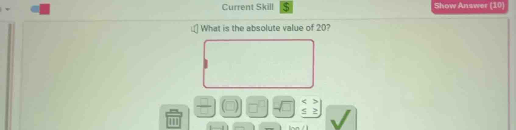 what is the absolute value of 20?