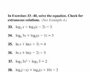 in exercises 33–40, solve the equation. check for extraneous solutions.…