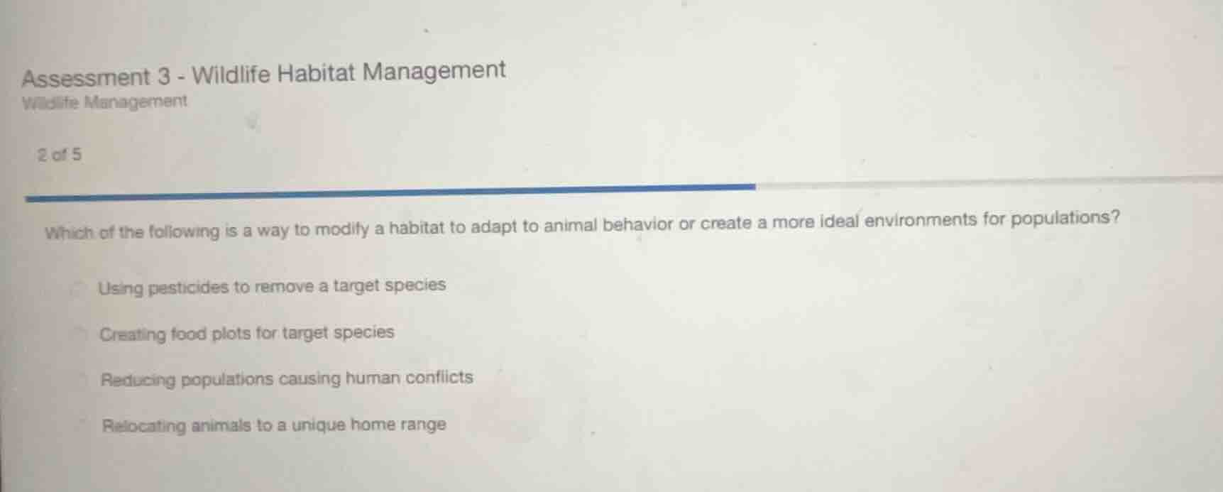 assessment 3 - wildlife habitat management wildlife management 2 of 5 w…