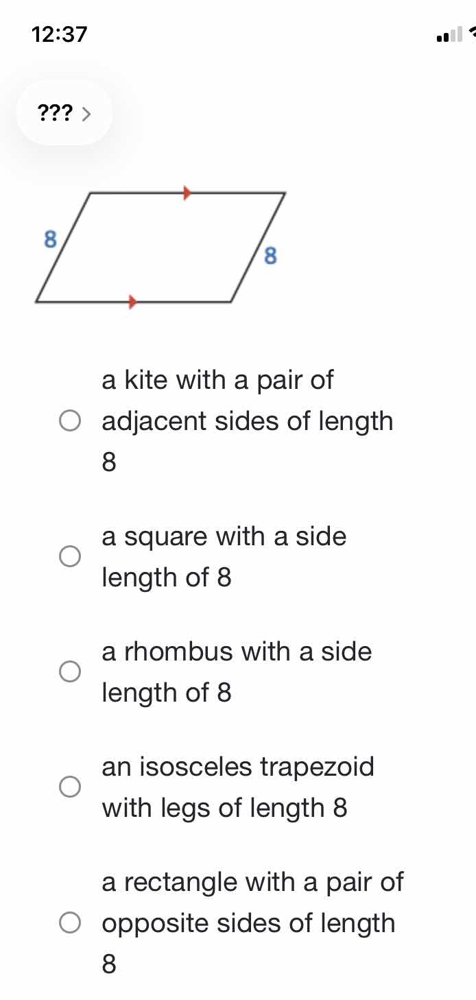 a kite with a pair of adjacent sides of length 8 a square with a side l…