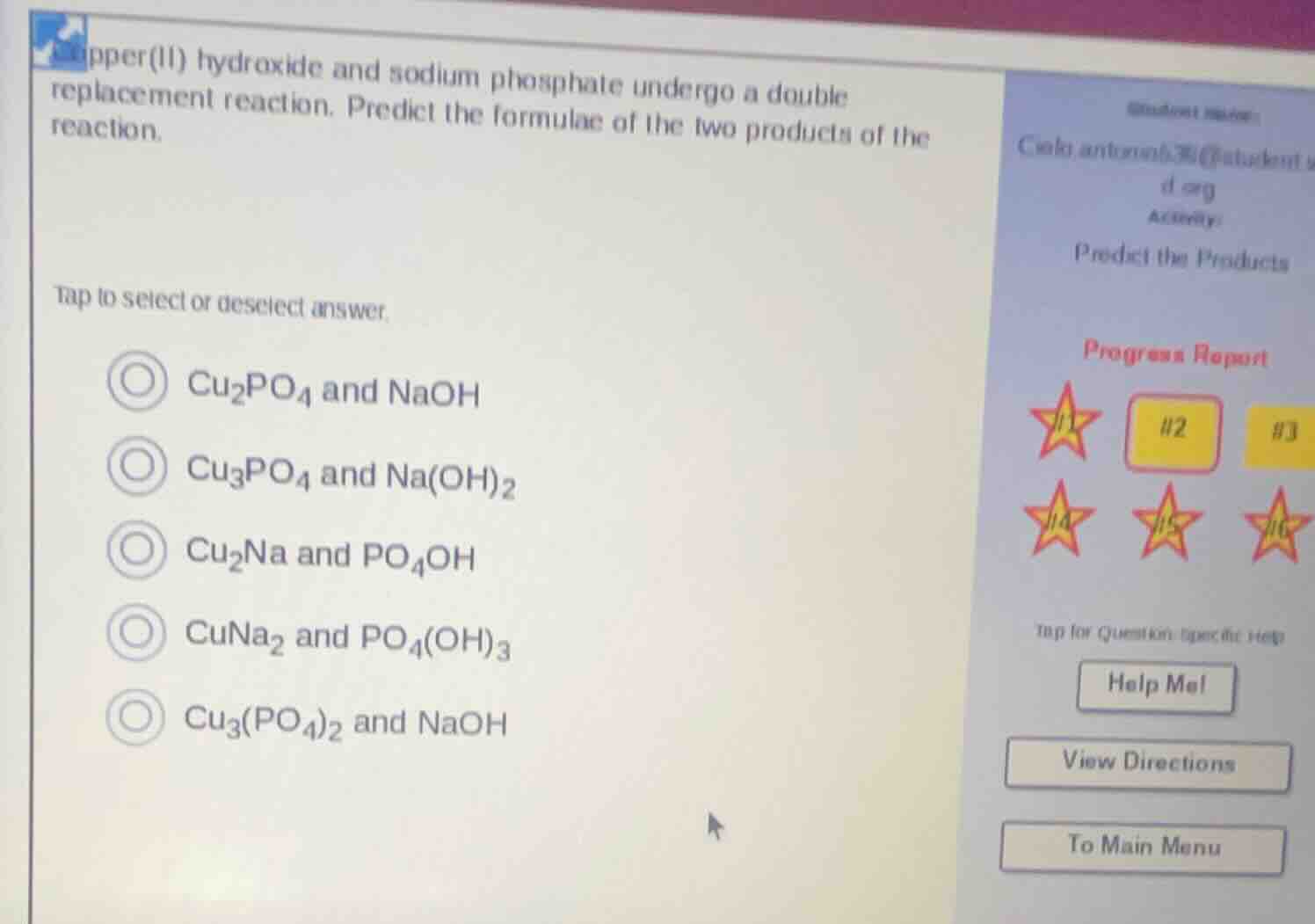 pper(ii) hydroxide and sodium phosphate undergo a double replacement re…