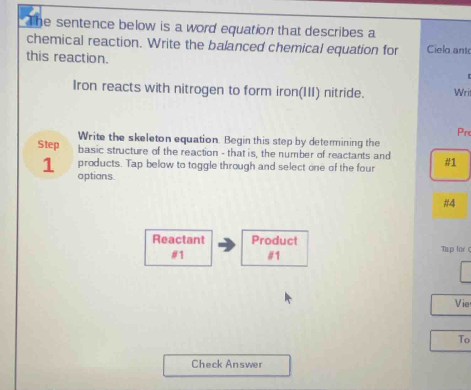 the sentence below is a word equation that describes a chemical reactio…