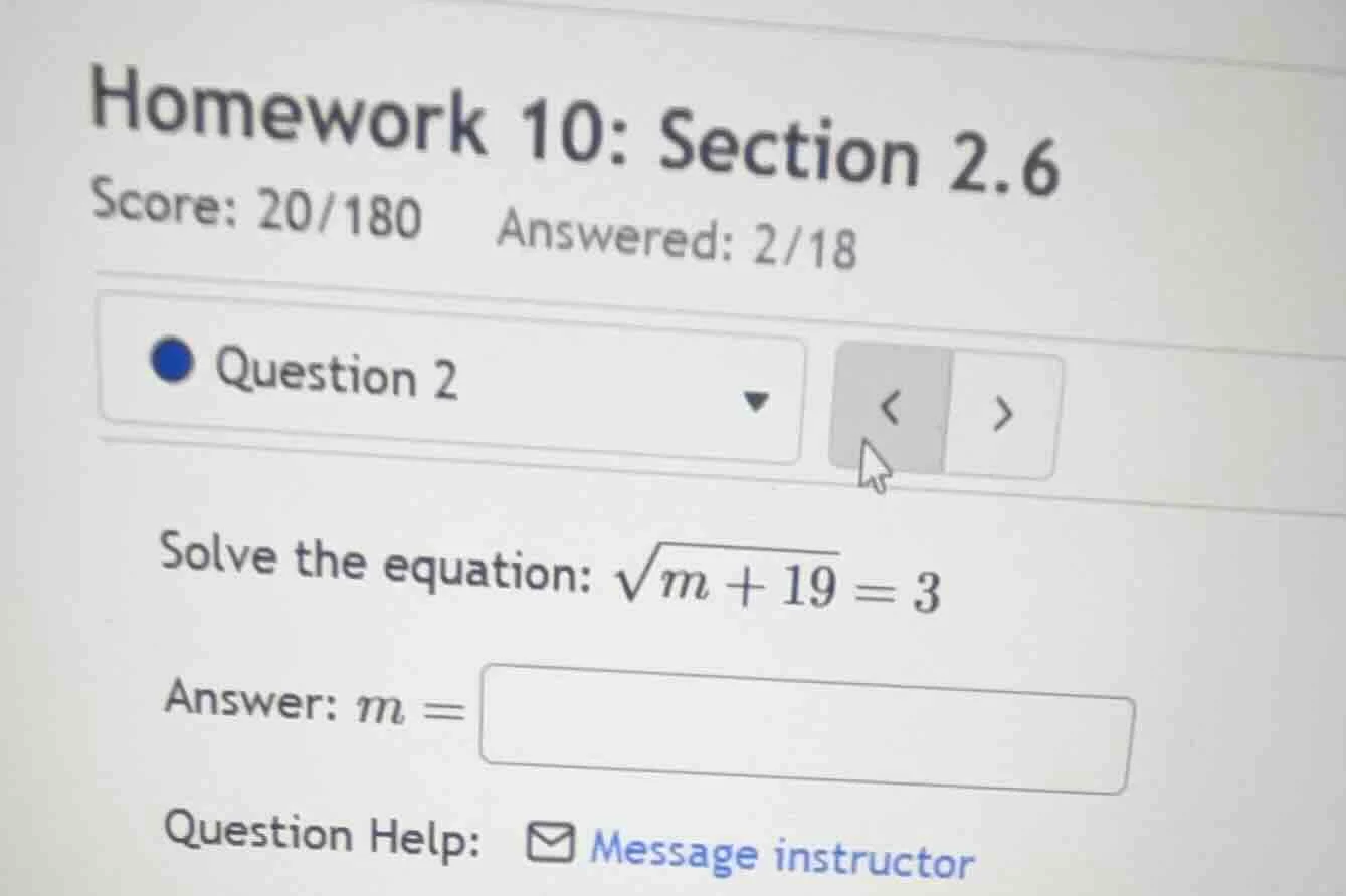 homework 10: section 2.6 score: 20/180 answered: 2/18 question 2 solve …