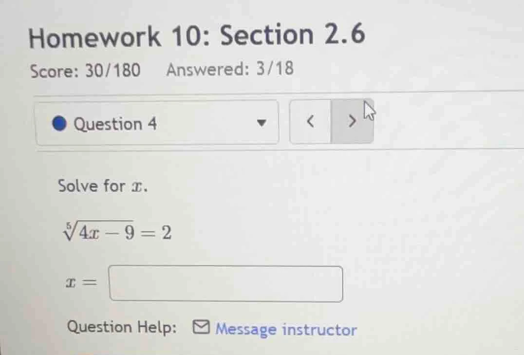 homework 10: section 2.6 score: 30/180 answered: 3/18 question 4 solve …