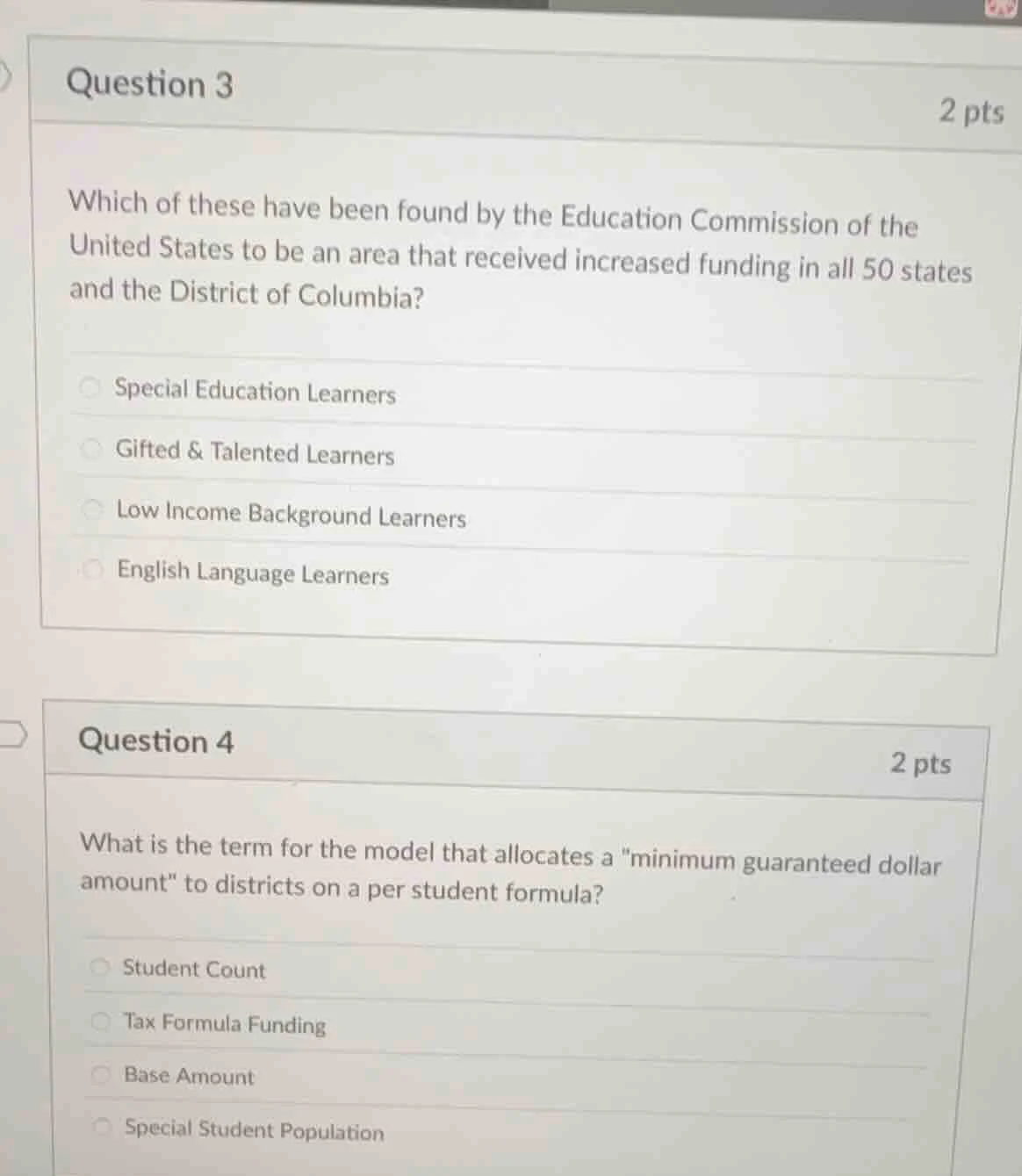question 3 2 pts which of these have been found by the education commis…