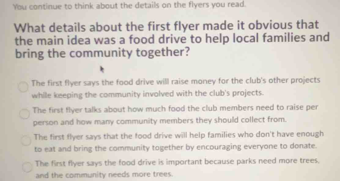 you continue to think about the details on the flyers you read. what de…