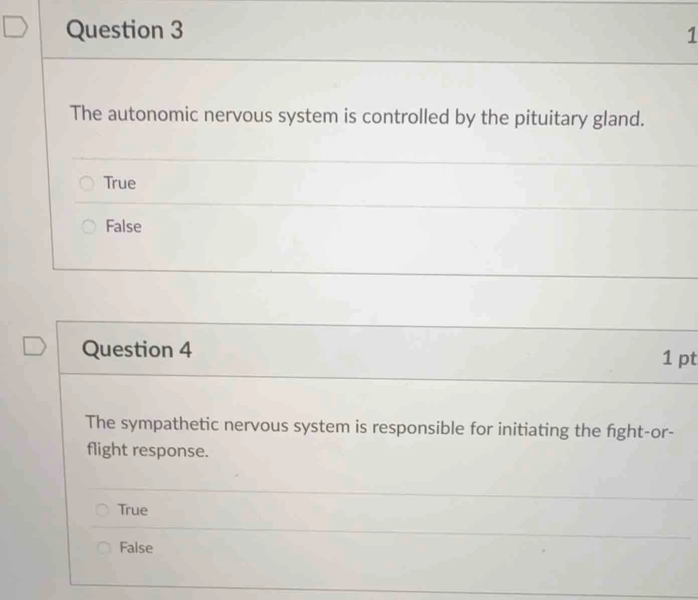 question 3 the autonomic nervous system is controlled by the pituitary …