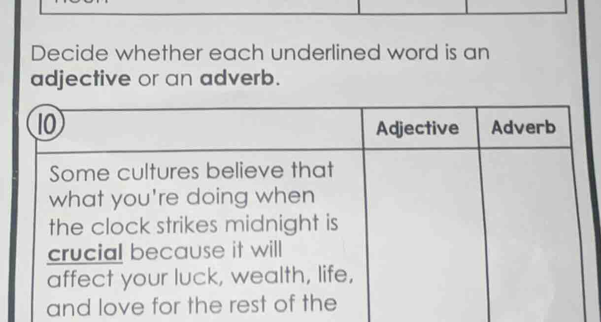 decide whether each underlined word is an adjective or an adverb. 10 so…