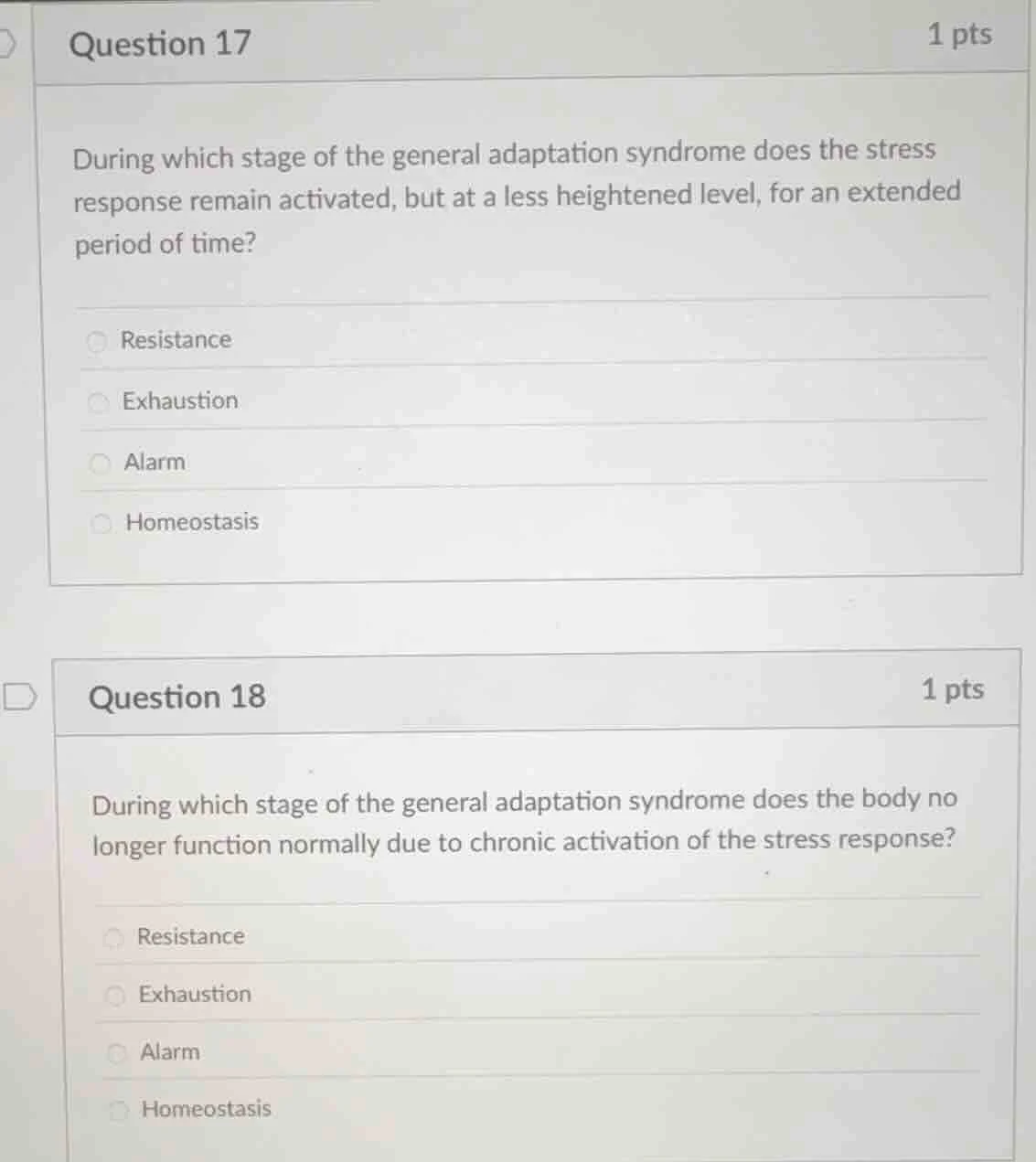 question 17 during which stage of the general adaptation syndrome does …