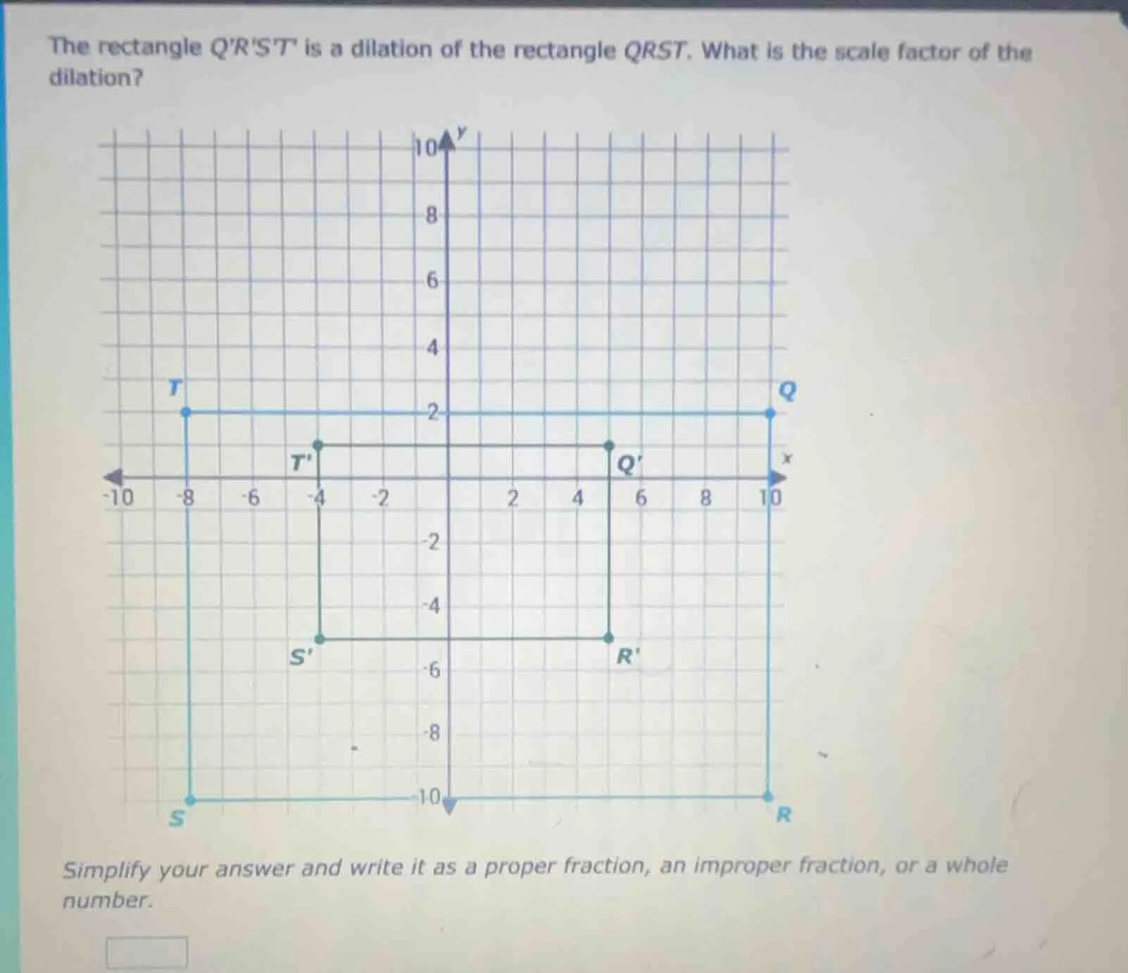 the rectangle qrst is a dilation of the rectangle qrst. what is the sca…