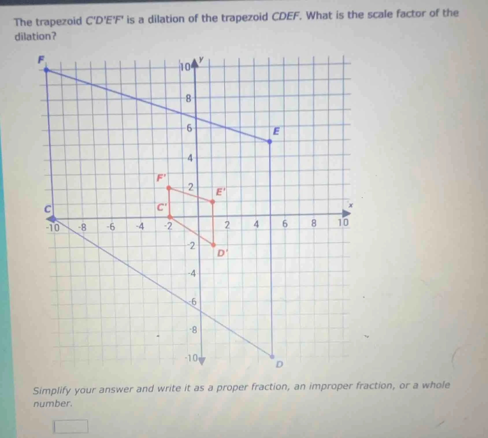 the trapezoid cdef is a dilation of the trapezoid cdef. what is the sca…