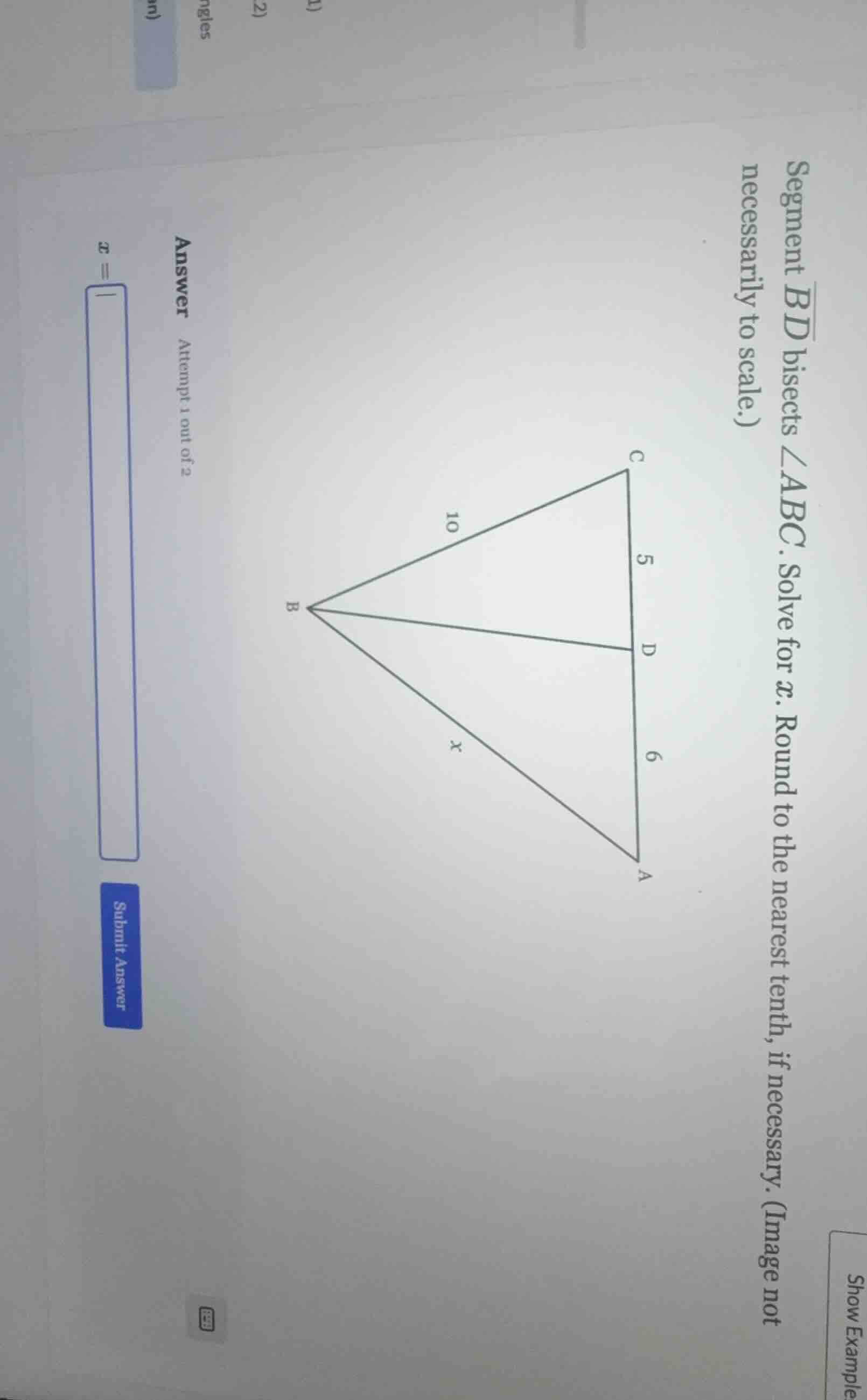 segment \\( \\overline{bd} \\) bisects \\( \\angle abc \\). solve for \…