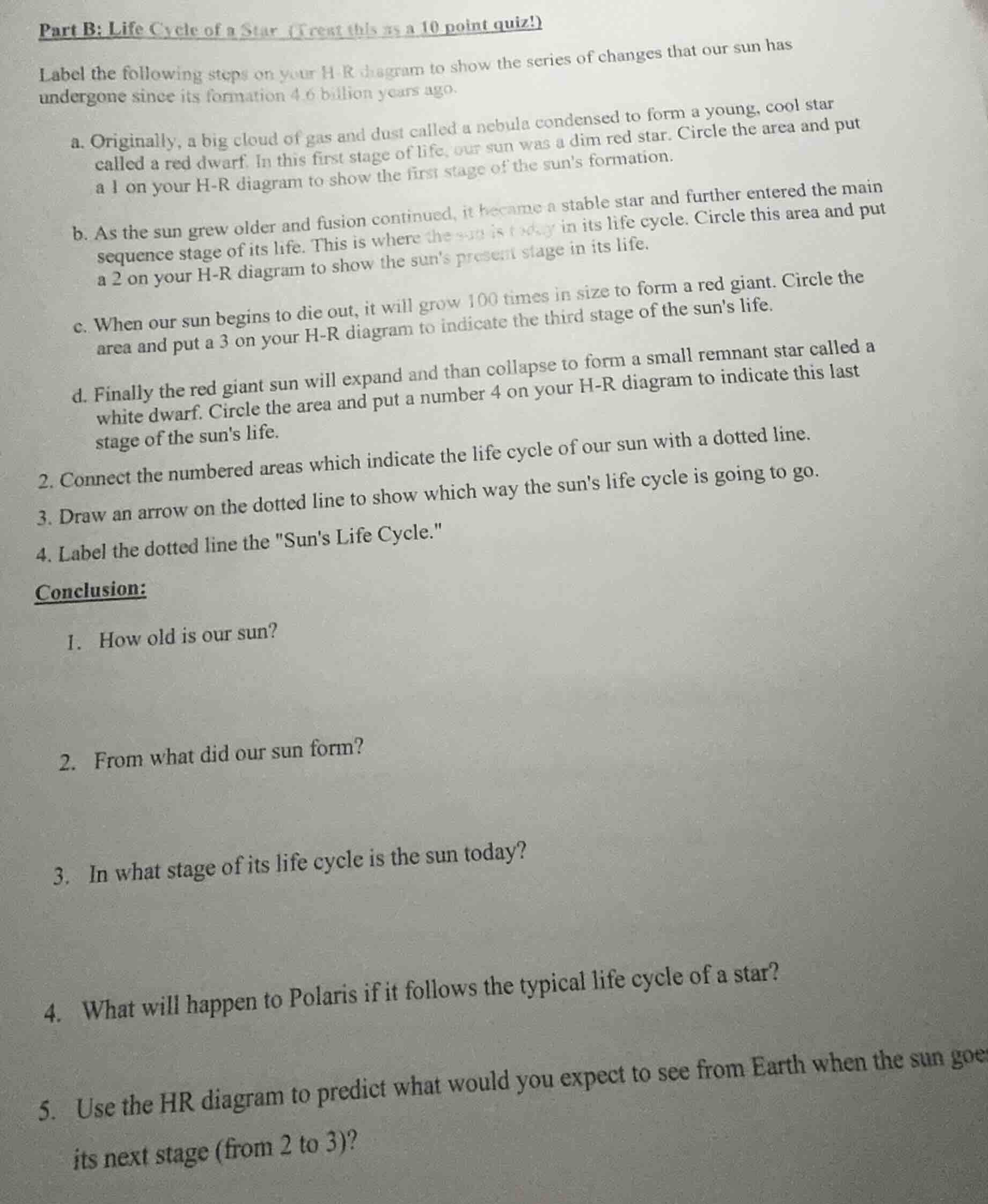 part b: life cycle of a star (treat this as a 10 point quiz!) label the…