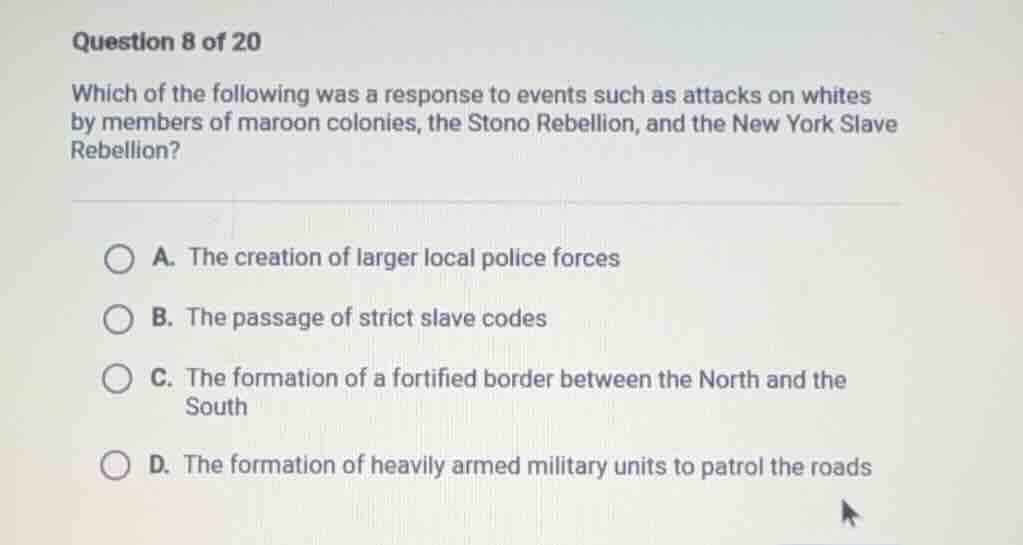 question 8 of 20 which of the following was a response to events such a…