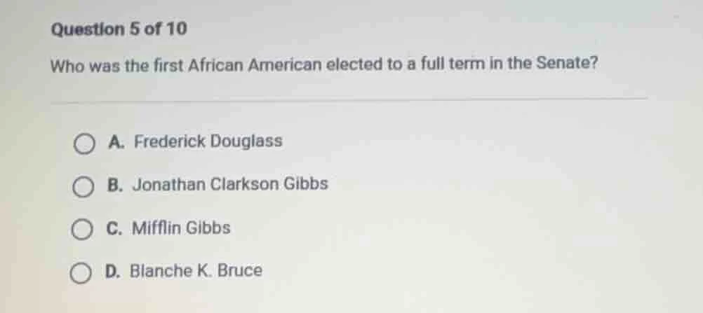 question 5 of 10 who was the first african american elected to a full t…