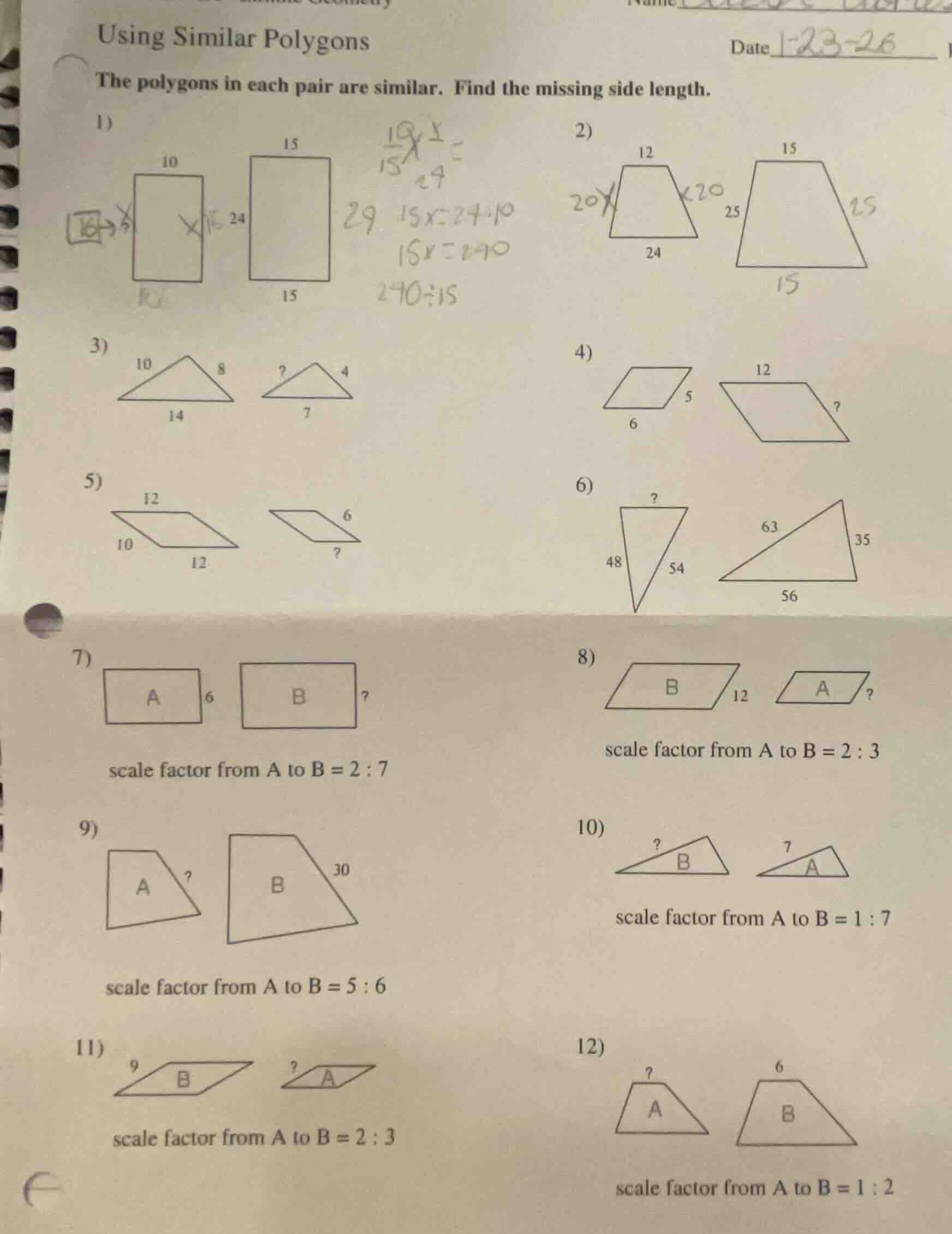 using similar polygons the polygons in each pair are similar. find the …