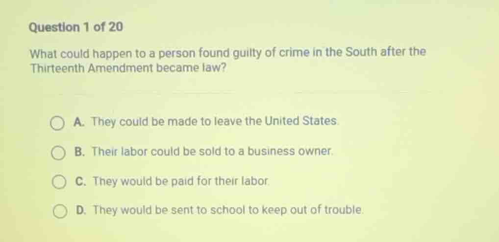 question 1 of 20 what could happen to a person found guilty of crime in…